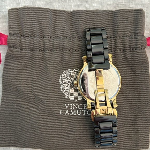 Vince Camuto Watch. Crystal baguette bezel and double round crystals on face. - Picture 2 of 3